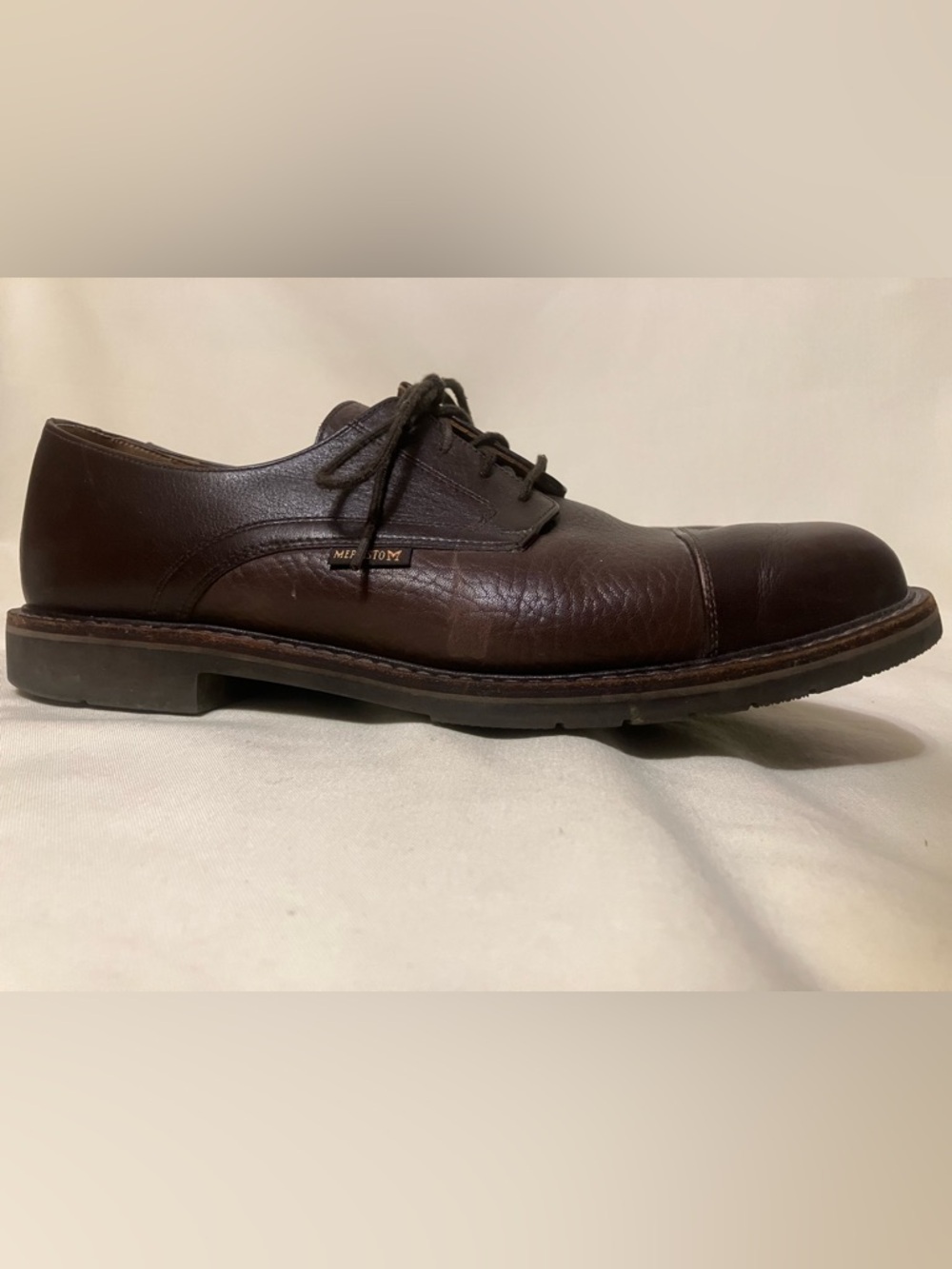 Mephisto Men's Brown Leather Melchior Cap Toe Lace Up Derby Shoes Size 12